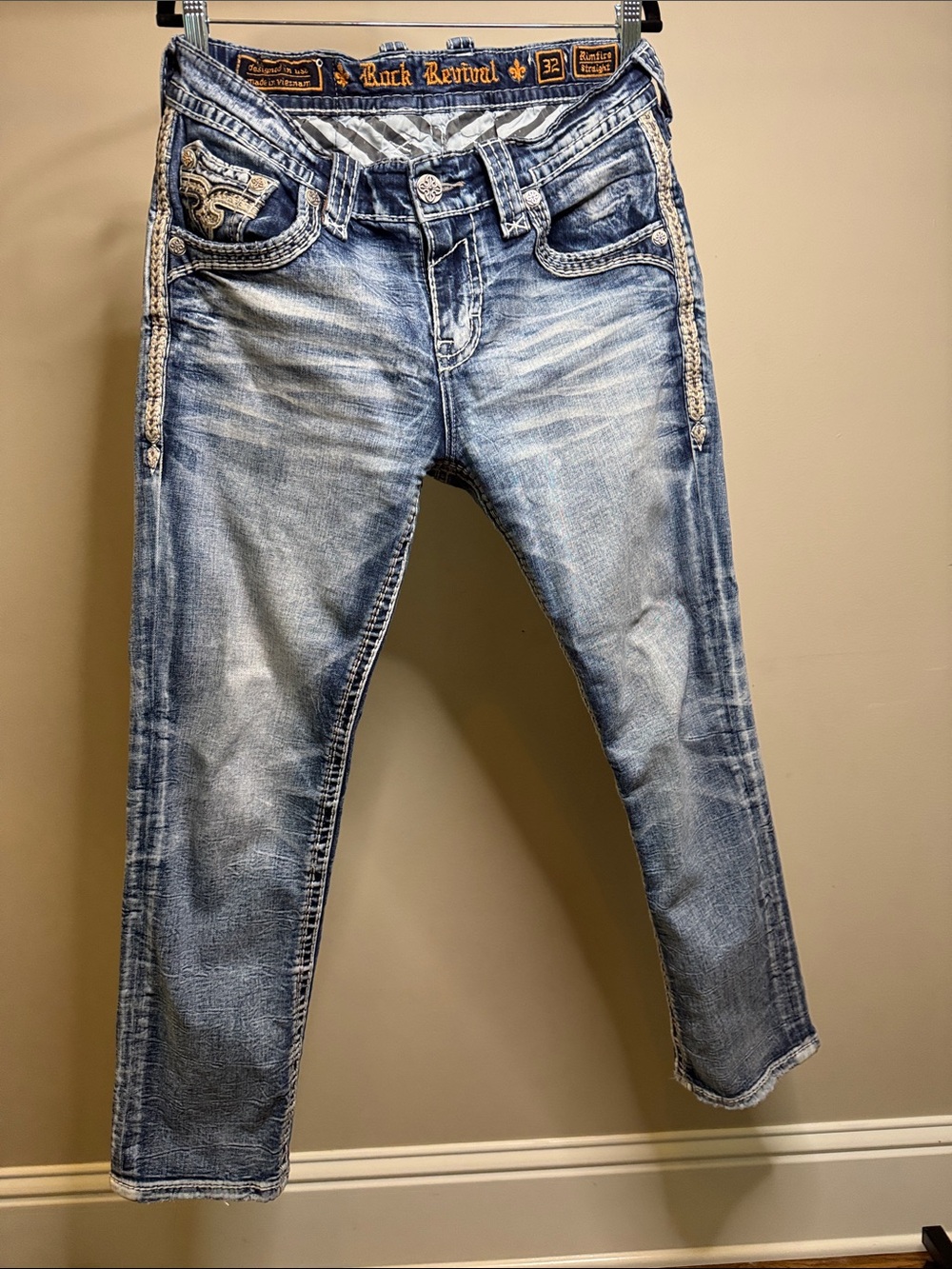 Rock Revival Men's Skinny Jeans - Faded Light Blue Wash